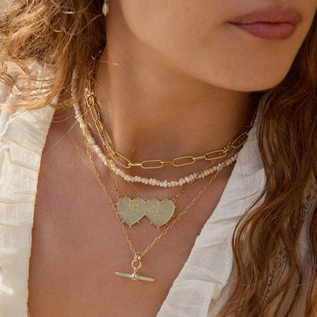 Shrimps Double Heart Personalised Necklace 18ct Gold Plate recommended