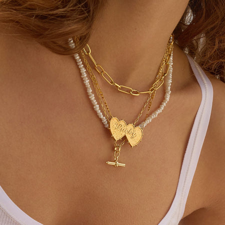 Shrimps Double Heart Personalised Necklace 18ct Gold Plate recommended