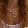 Shrimps Double Heart Personalised Necklace 18ct Gold Plate