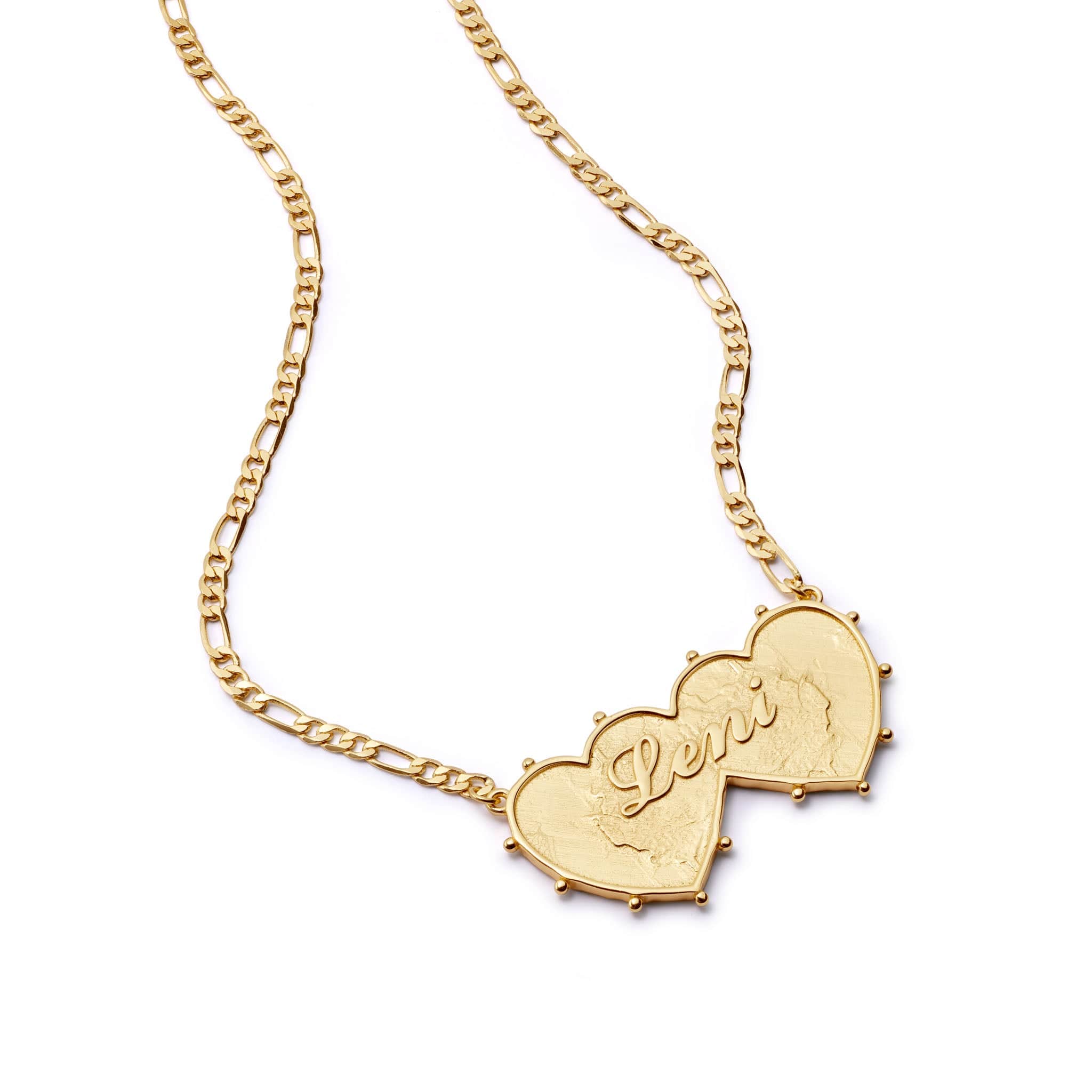 Shrimps Double Heart Personalised Necklace 18ct Gold Plate – Daisy