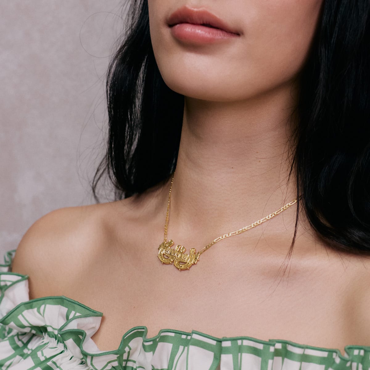 Shrimps Double Horseshoe Personalised Necklace 18ct Gold Plate