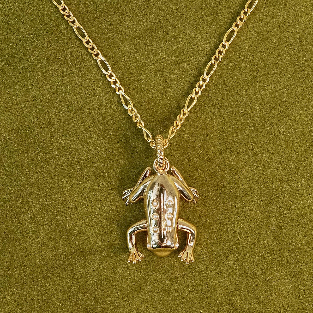 Shrimps Frog Charm Necklace 18ct Gold Plate