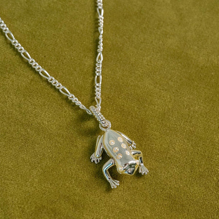 Shrimps Frog Charm Necklace Silver Plate recommended