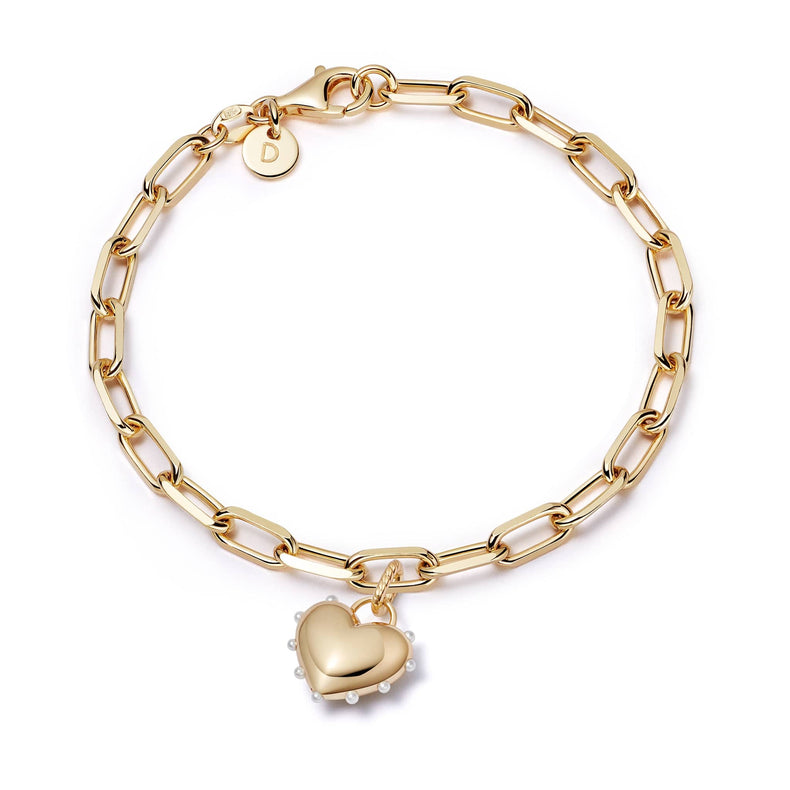 Shrimps Heart Charm Bracelet 18ct Gold Plate