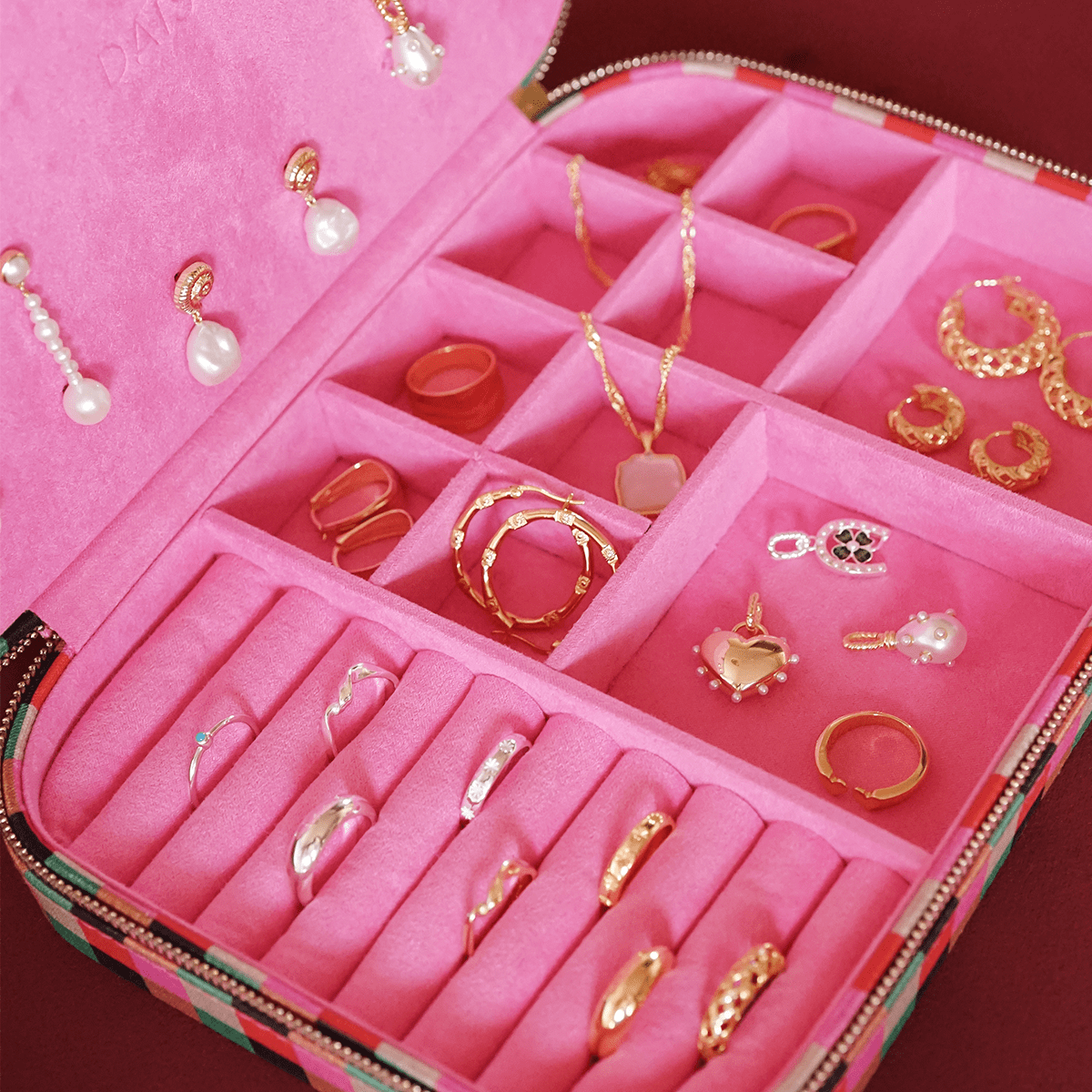 Luxe Jewel Case - Pimlico Stripe Pink and Stipe Chambray
