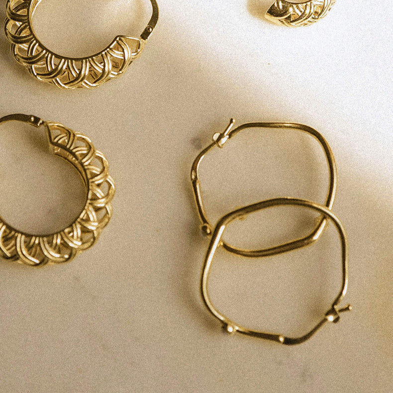 Shrimps Organic Pearl Hoop Earrings 18ct Gold Plate