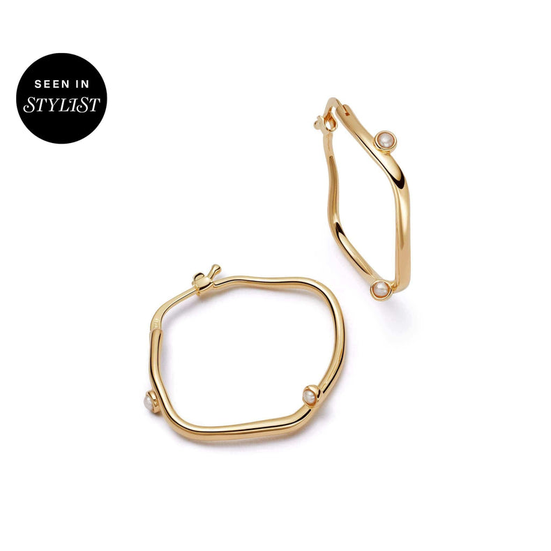Shrimps Organic Pearl Hoop Earrings 18ct Gold Plate recommended
