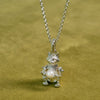 Shrimps Cat Pearl Charm Necklace Silver Plate