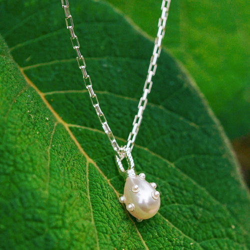 Shrimps Pearl Charm Necklace Sterling Silver