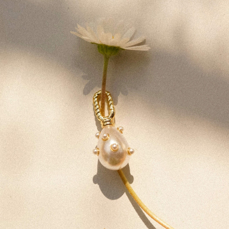 Shrimps Pearl Charm Pendant 18ct Gold Plate