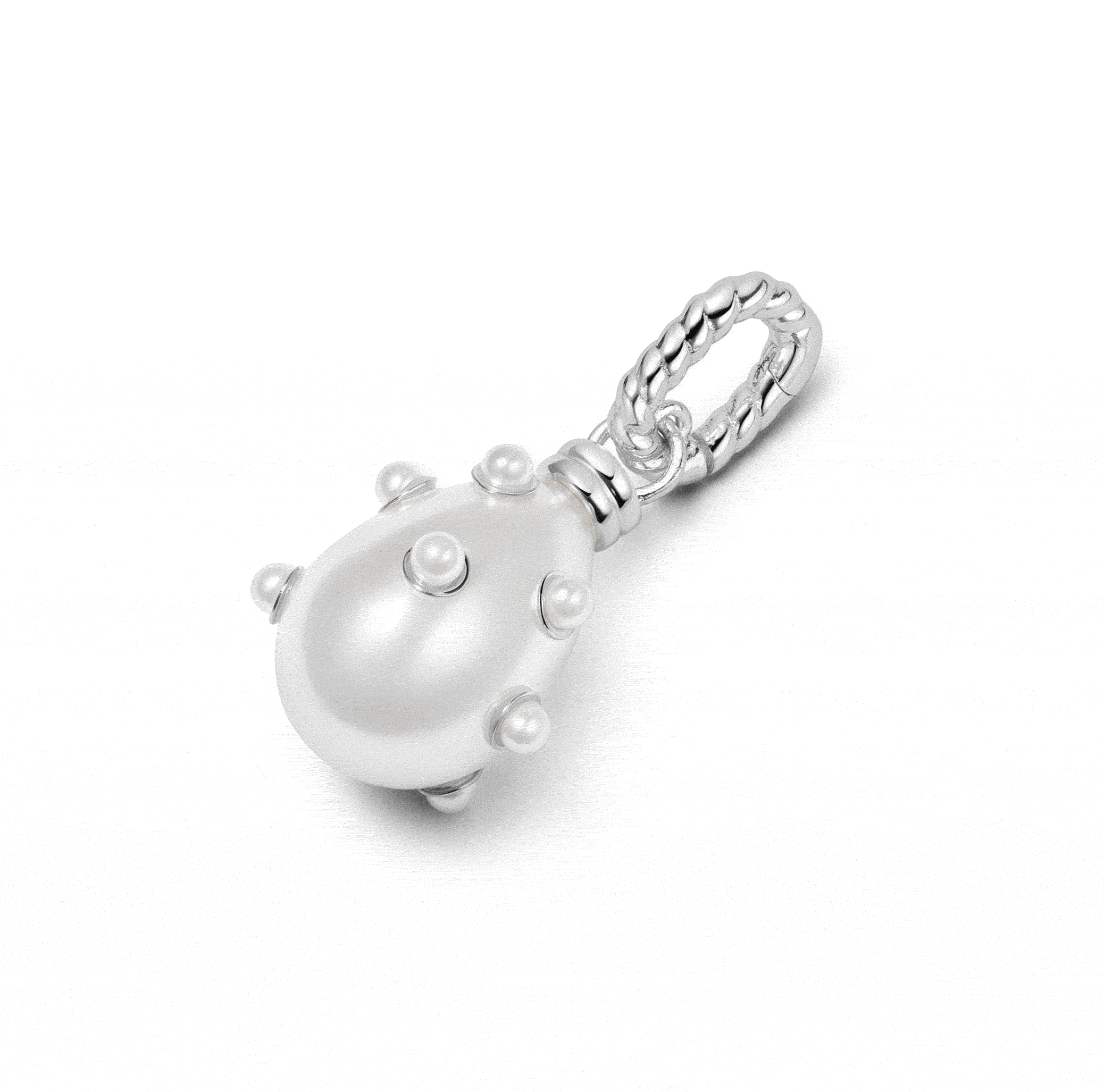 Shrimps Pearl Charm Pendant Sterling Silver Daisy London