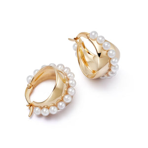 Shrimps Pearl Maxi Hoop Earrings 18ct Gold Plate recommended