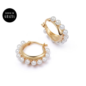 Shrimps Pearl Mini Hoop Earrings 18ct Gold Plate recommended