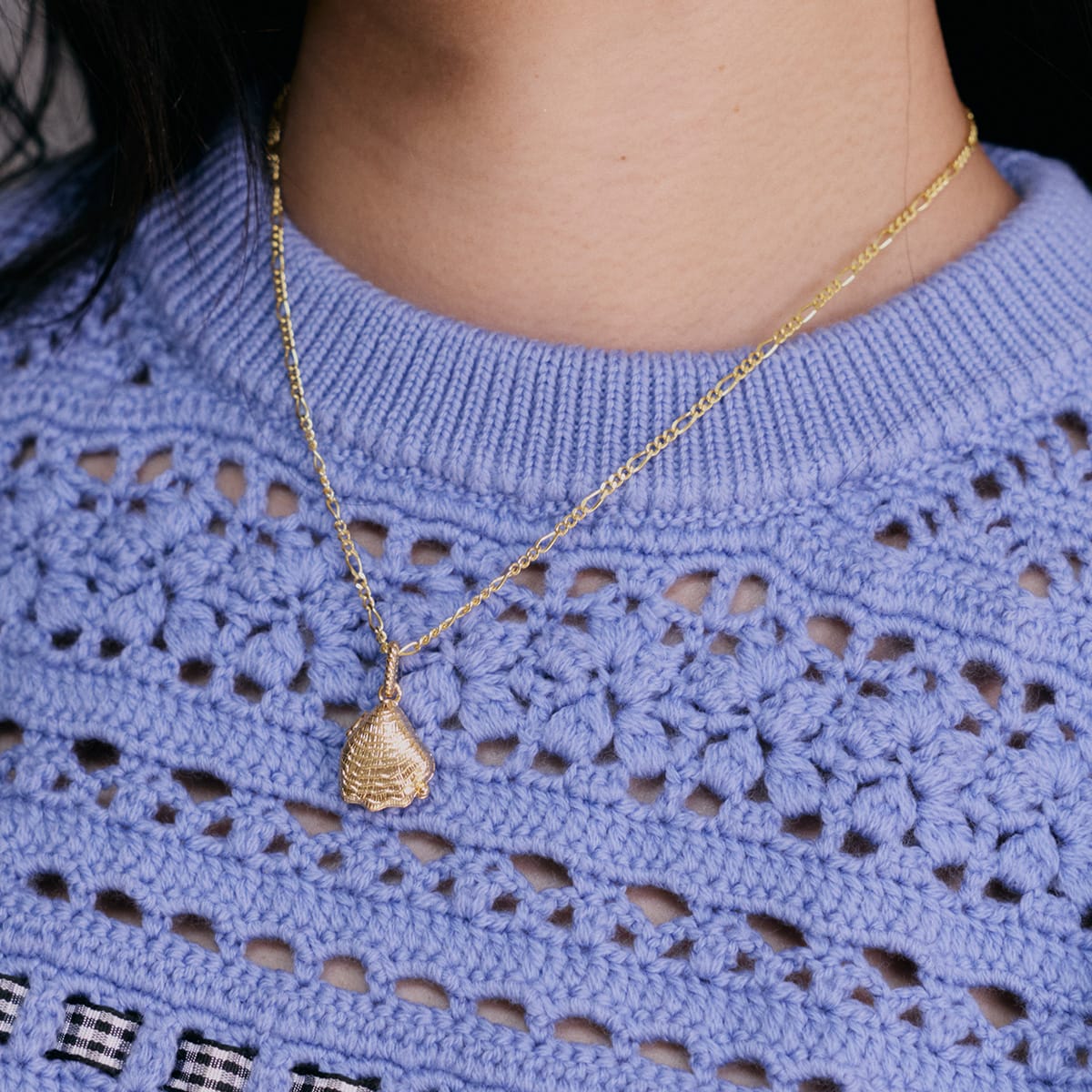 Shrimps Shell Locket Charm Necklace 18ct Gold Plate