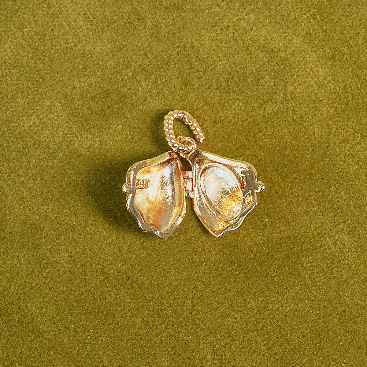 Shrimps Shell Locket Charm Necklace 18ct Gold Plate