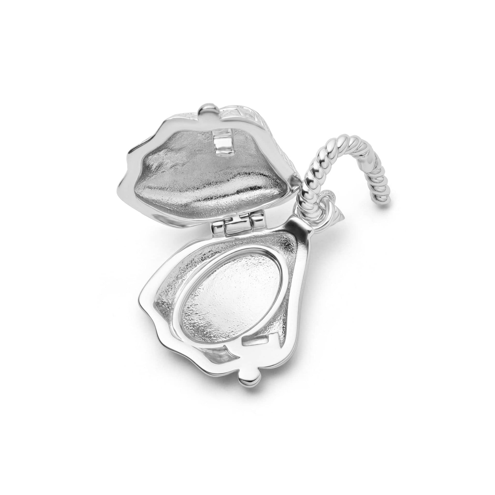 Shrimps Shell Locket Charm Necklace Silver Plate