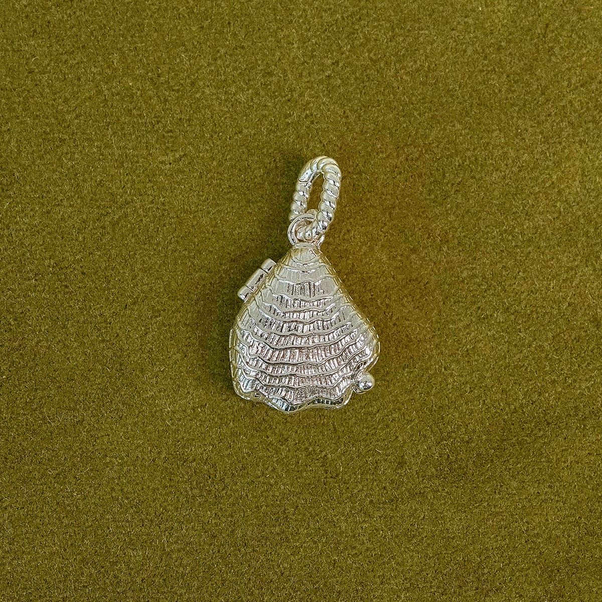Shrimps Shell Locket Charm Silver Plate