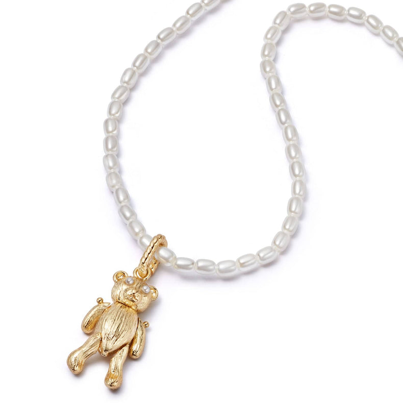 Shrimps Teddy Bear Pearl Necklace 18ct Gold Plate recommended