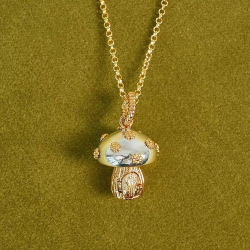 Shrimps Toadstool Charm Necklace 18ct Gold Plate