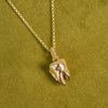 Shrimps Tooth Locket Charm Necklace 18ct Gold Plate