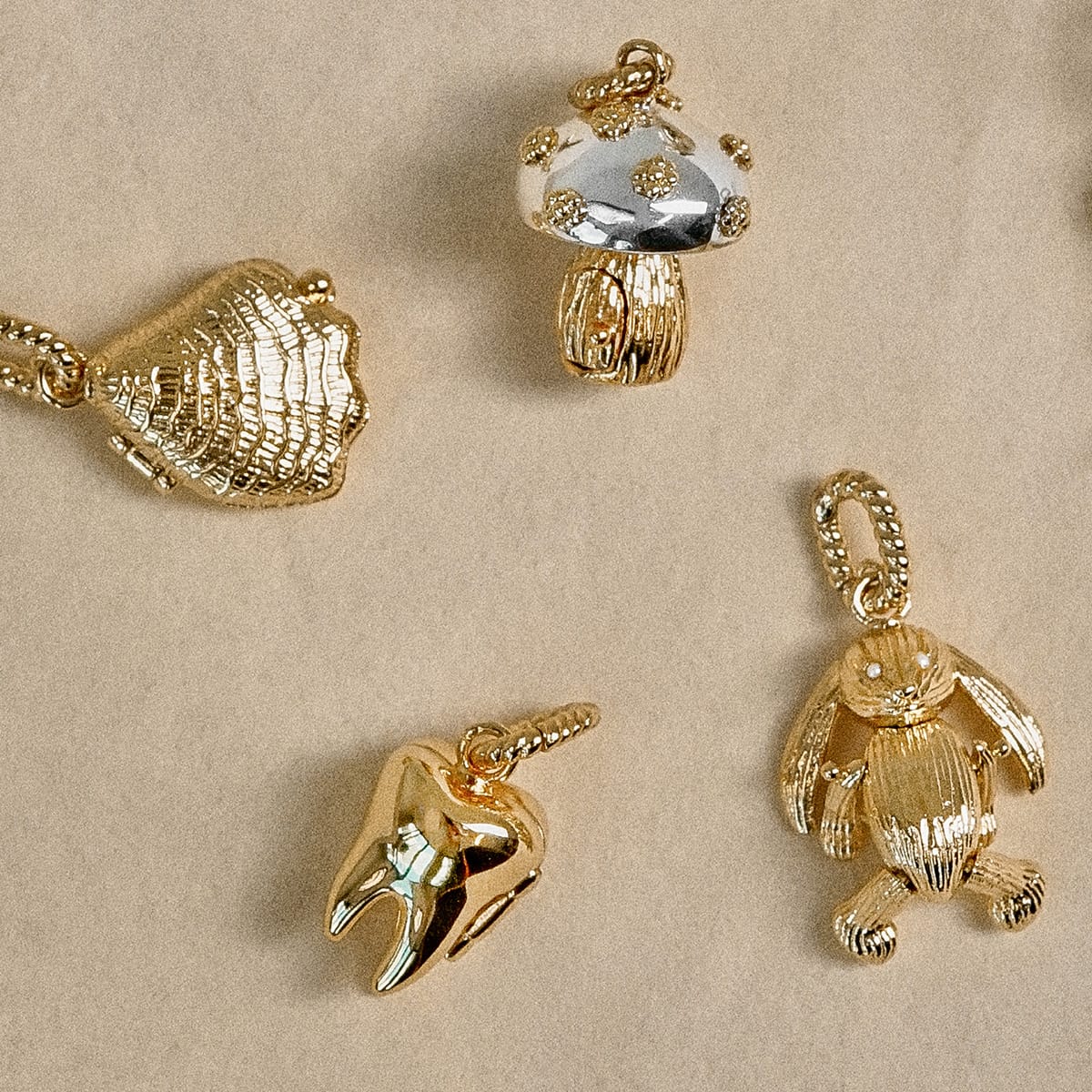 Shrimps Tooth Locket Charm Necklace 18ct Gold Plate