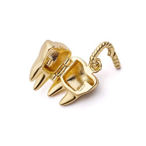 Shrimps Tooth Locket Charm Necklace 18ct Gold Plate