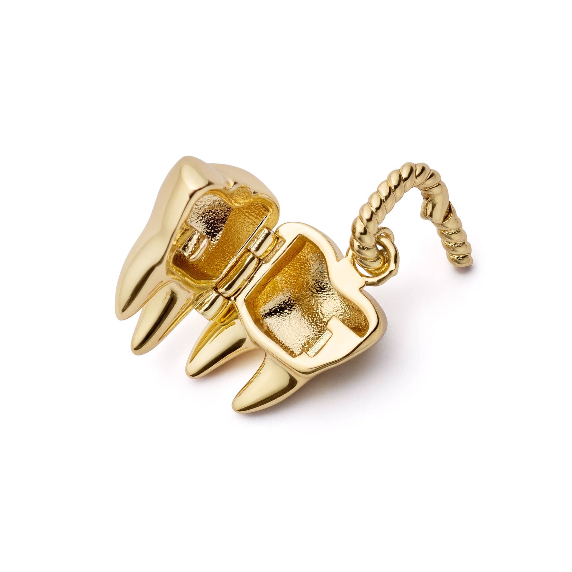 Shrimps Tooth Locket Charm Necklace 18ct Gold Plate