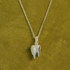 Shrimps Tooth Locket Charm Necklace Silver Plate