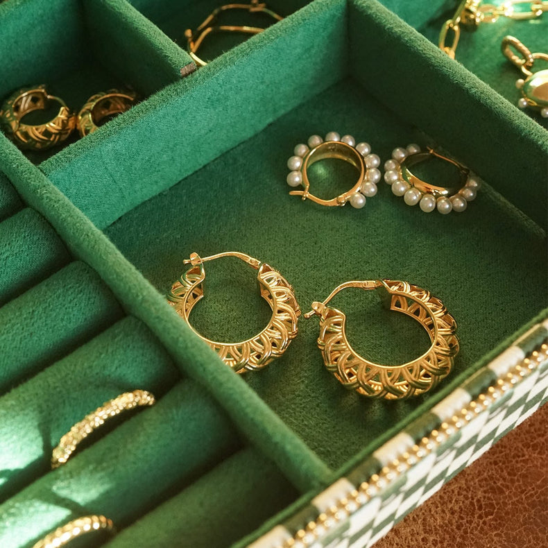 Shrimps Woven Maxi Hoop Earrings 18ct Gold Plate