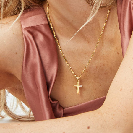 Polly Sayer Cross Necklace 18ct Gold Plate recommended