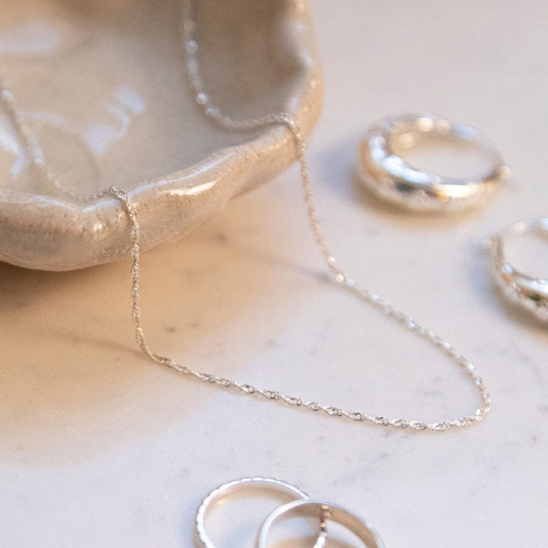 Singapore Layering Chain Necklace Sterling Silver