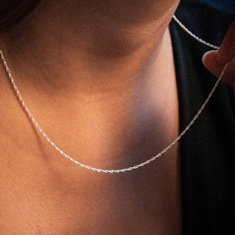 Singapore Layering Chain Necklace Sterling Silver