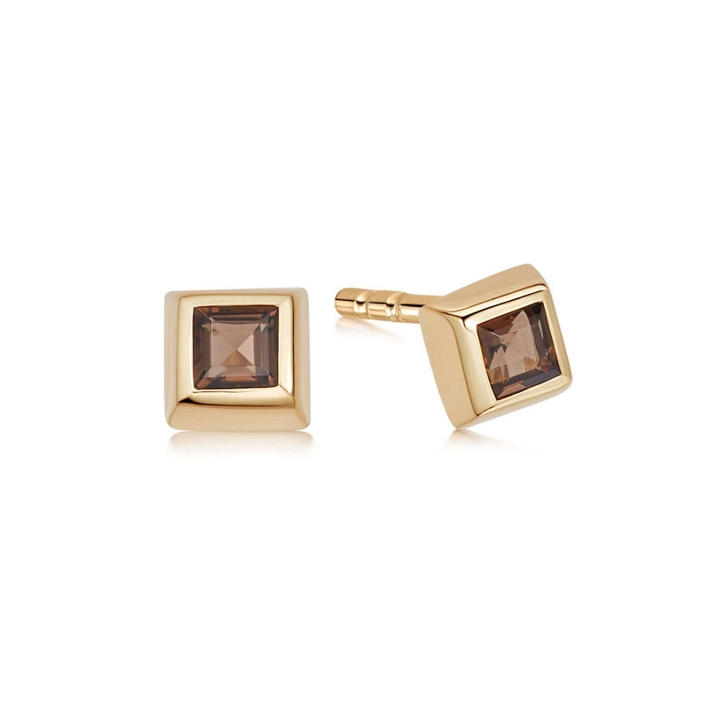 Smokey Quartz Stud Earrings 18ct Gold Plate recommended