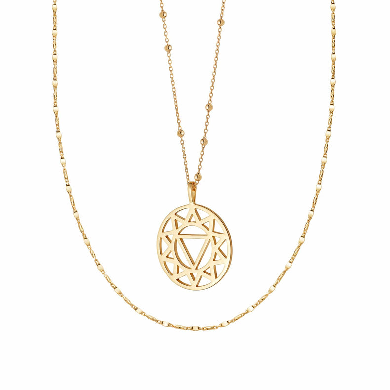 Solar Plexus Necklace Layering Set 18ct Gold Plate