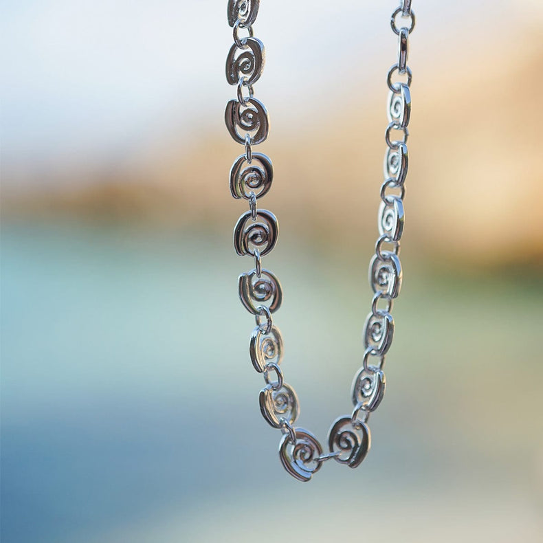 Spiral Chain Necklace Silver Plate
