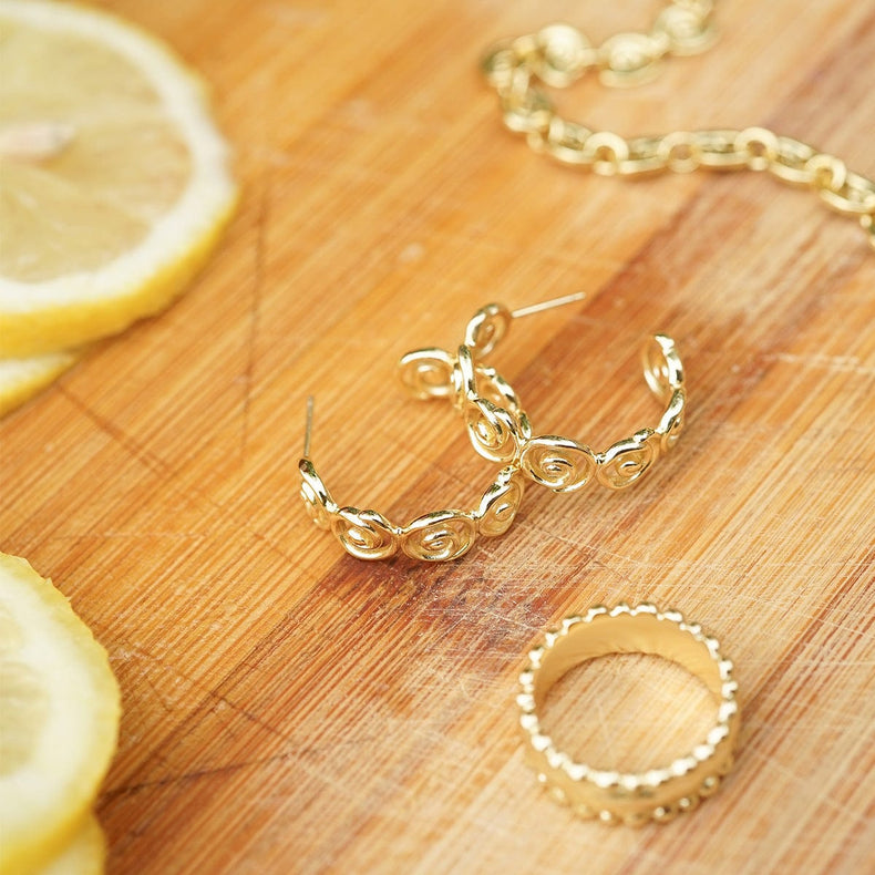 Spiral Hoop Earrings 18ct Gold Plate