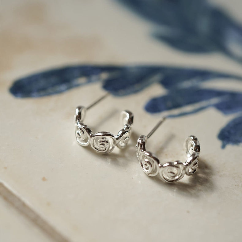 Spiral Mini Hoop Earrings Sterling Silver