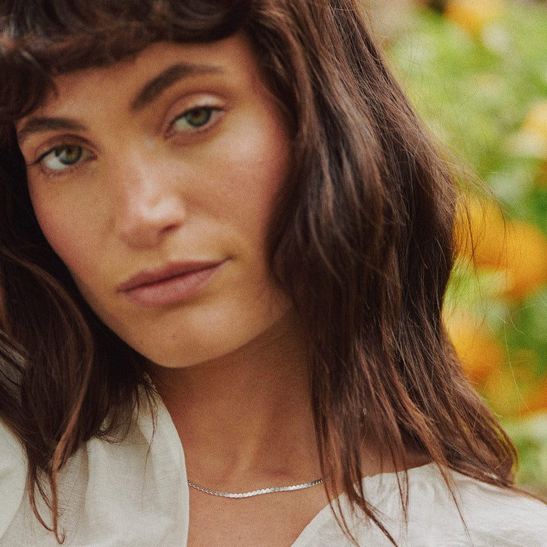 Spiral Snake Chain Necklace Sterling Silver