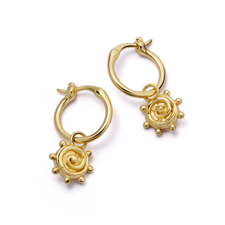 Spiral Sun Charm Earrings 18ct Gold Plate