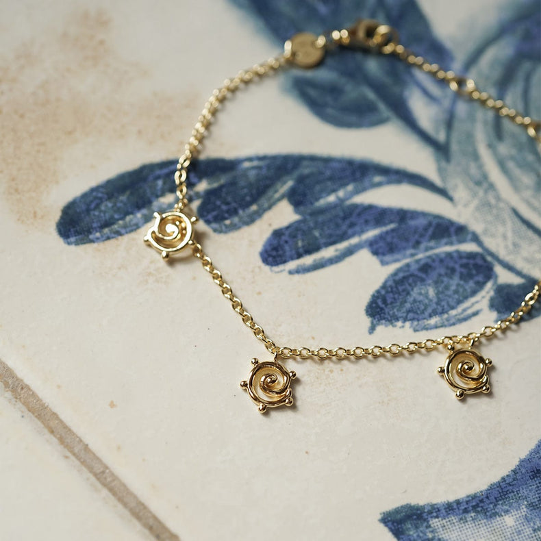 Spiral Sun Drop Bracelet 18ct Gold Plate