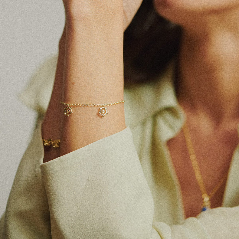 Spiral Sun Drop Bracelet 18ct Gold Plate