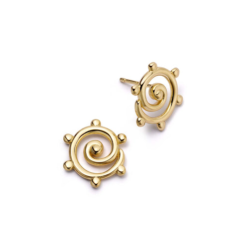 Spiral Sun Maxi Stud Earrings 18ct Gold Plate