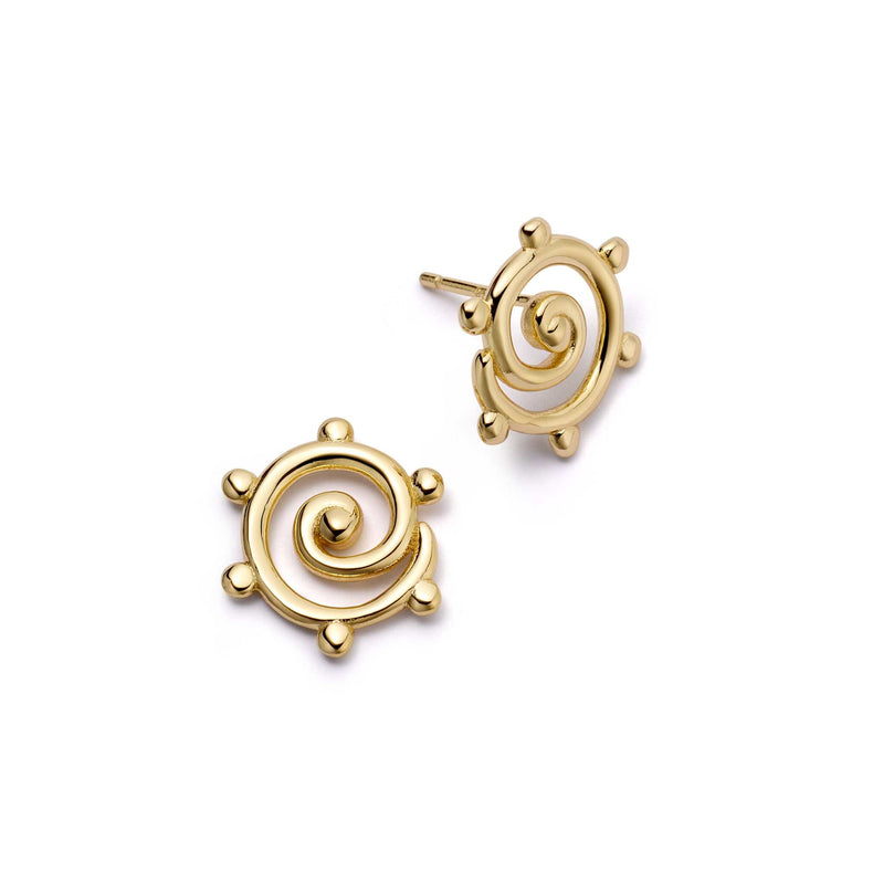 Spiral Sun Maxi Stud Earrings 18ct Gold Plate