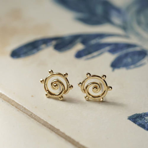 Spiral Sun Maxi Stud Earrings 18ct Gold Plate
