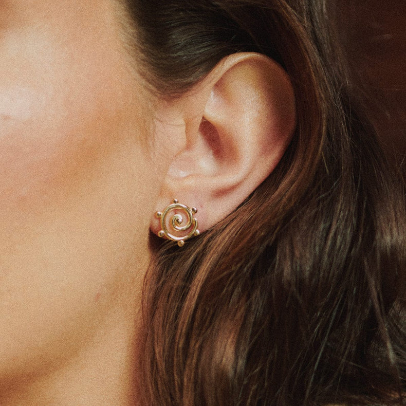 Spiral Sun Maxi Stud Earrings 18ct Gold Plate