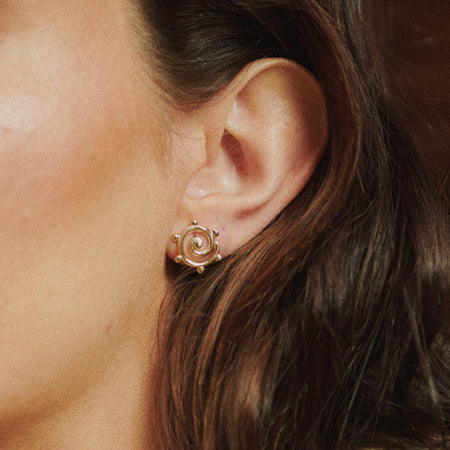 Spiral Sun Maxi Stud Earrings 18ct Gold Plate recommended