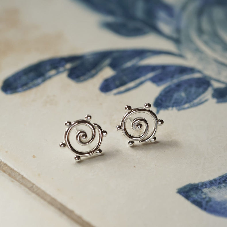 Spiral Sun Maxi Stud Earrings Sterling Silver