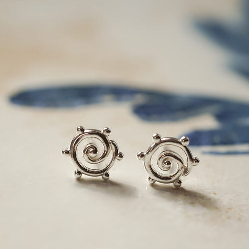Spiral Sun Mini Stud Earrings Sterling Silver