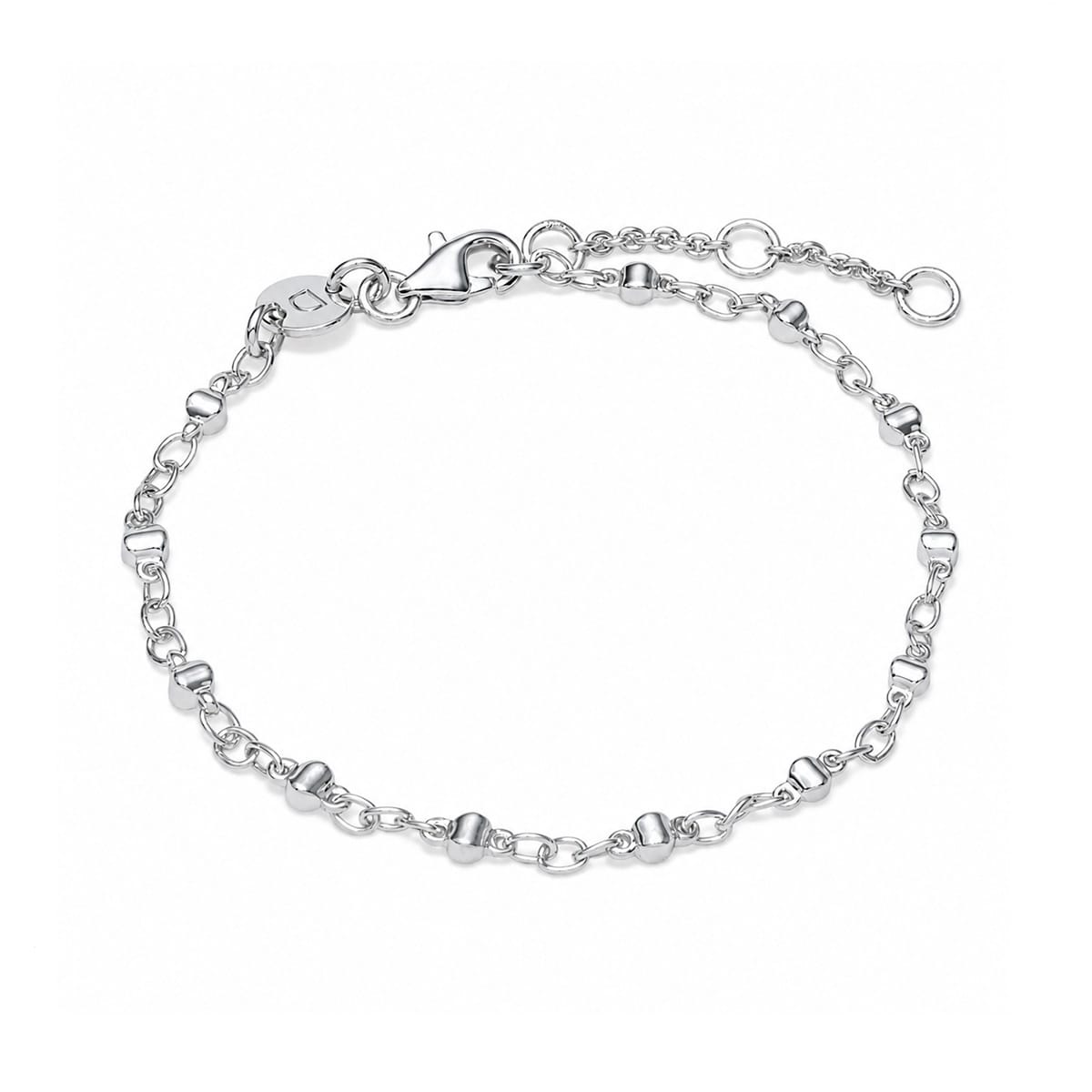 Square Bead Chain Bracelet Silver Plate