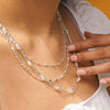 Square Bead Chain Necklace Silver Plate